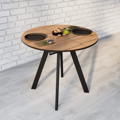 Стол ВВР Элип-2 дуб кера/черный профиль, пластик